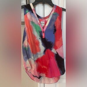 Nic & Zoe Abstract Art Tank w/ Curved Hem-MSRP $138-NWT-XS/$82 on Amazon/Quick